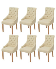 Chaises à manger lot de 6 crème tissu | Mobilier & Déco