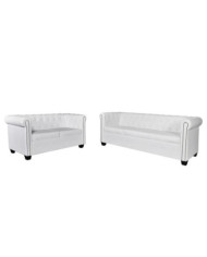 Canapé Chesterfield à 2 places et à 3 places blanc | Mobilier & Déco