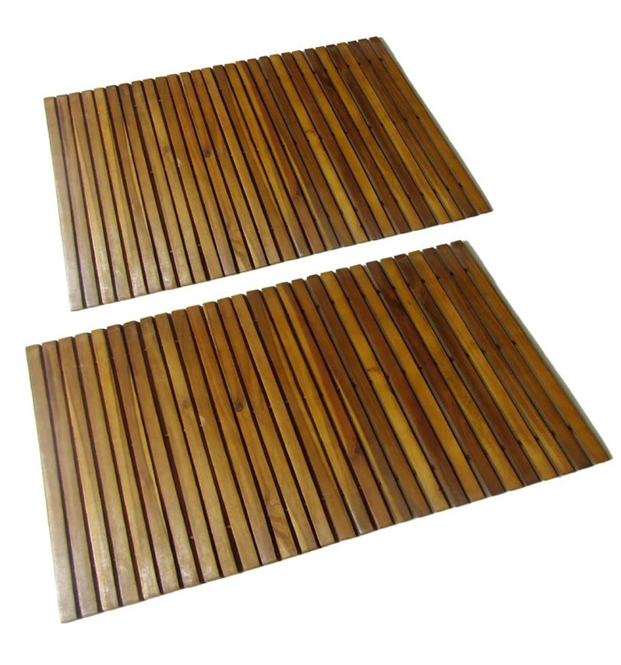Tapis de bain 2 pcs Acacia 80x50 cm | Mobilier & Déco