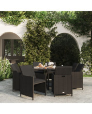 Ensemble à manger de jardin coussins 9pcs Résine tressée Noir | Mobilier & Déco