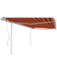 Auvent manuel rétractable avec poteaux 4x3 m Orange et marron | Mobilier & Déco