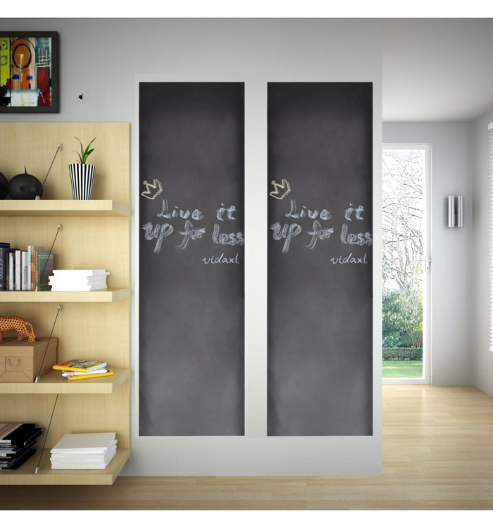 Tableau noir autocollant mural 0,45x2 m 2 rouleaux avec craies | Mobilier & Déco