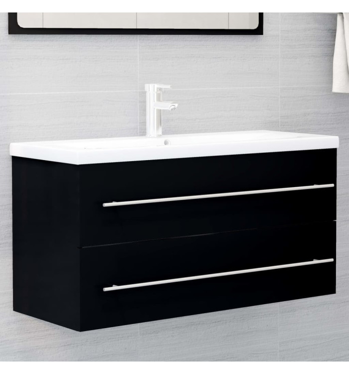 Armoire d'évier avec lavabo intégré Noir Aggloméré | Mobilier & Déco