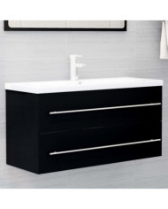 Armoire d'évier avec lavabo intégré Noir Aggloméré | Mobilier & Déco