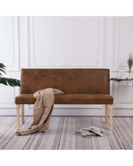Banc 139,5 cm Marron Similicuir daim | Mobilier & Déco