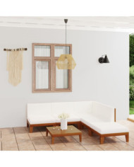 Salon de jardin 6 pcs avec coussins Bois d'acacia solide | Mobilier & Déco