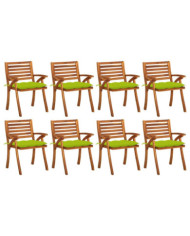 Chaises de jardin avec coussins lot de 8 Bois d'acacia solide | Mobilier & Déco