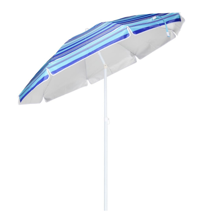 HI Parasol de plage 200 cm Bleu à rayures | Mobilier & Déco