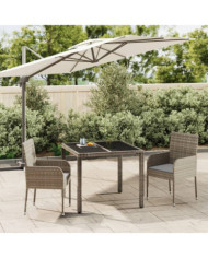 Ensemble à manger de jardin 3 pcs coussins gris résine tressée | Mobilier & Déco