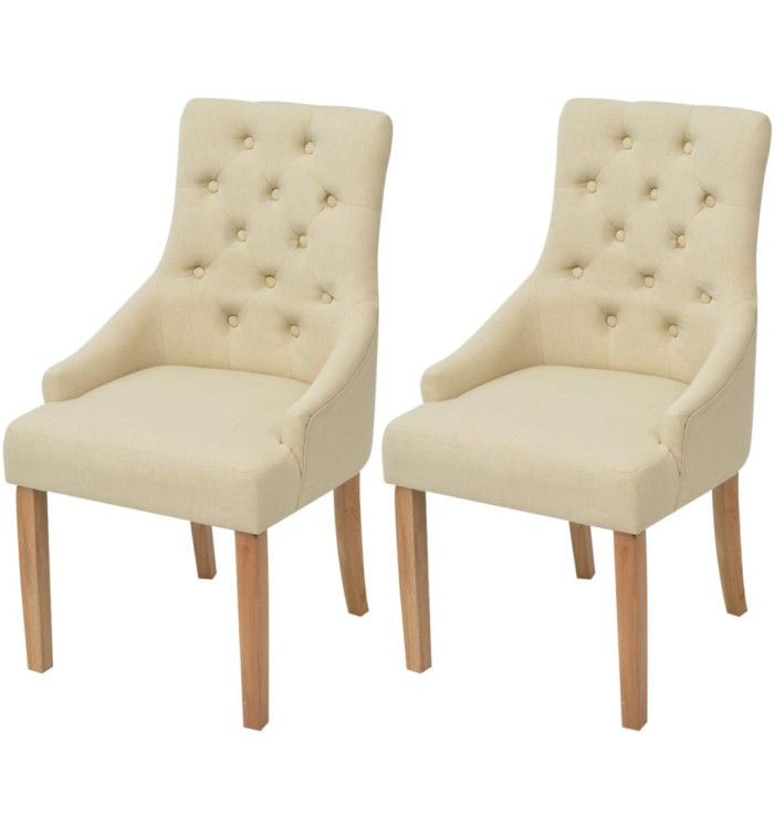 Chaises à manger lot de 2 crème tissu | Mobilier & Déco