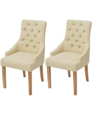 Chaises à manger lot de 2 crème tissu | Mobilier & Déco
