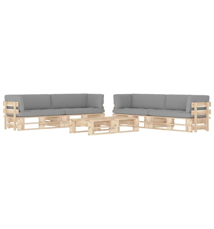 Salon de jardin palette 6pcs avec coussins Bois de pin imprégné | Mobilier & Déco