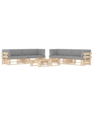 Salon de jardin palette 6pcs avec coussins Bois de pin imprégné | Mobilier & Déco