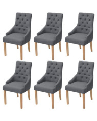 Chaises à manger lot de 6 gris foncé tissu | Mobilier & Déco