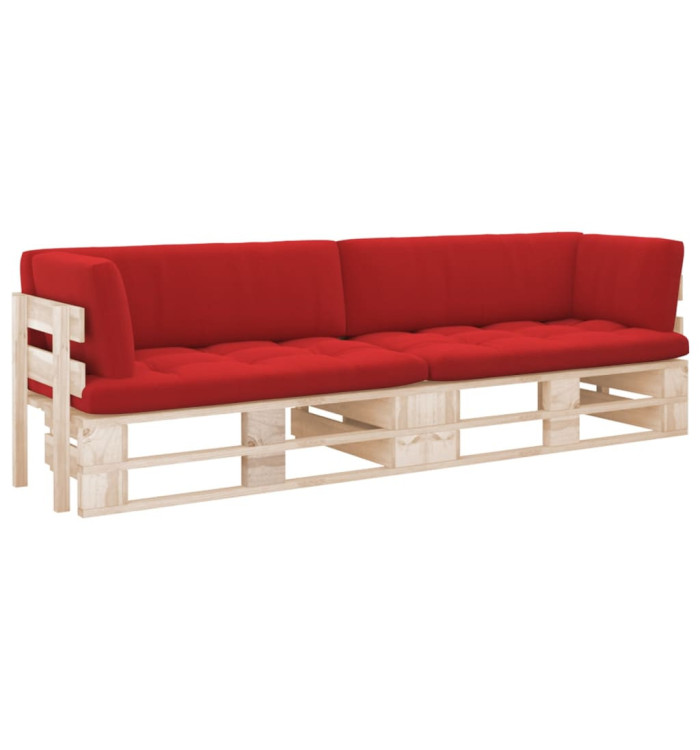 Canapé palette 2 places avec coussins Bois de pin imprégné | Mobilier & Déco