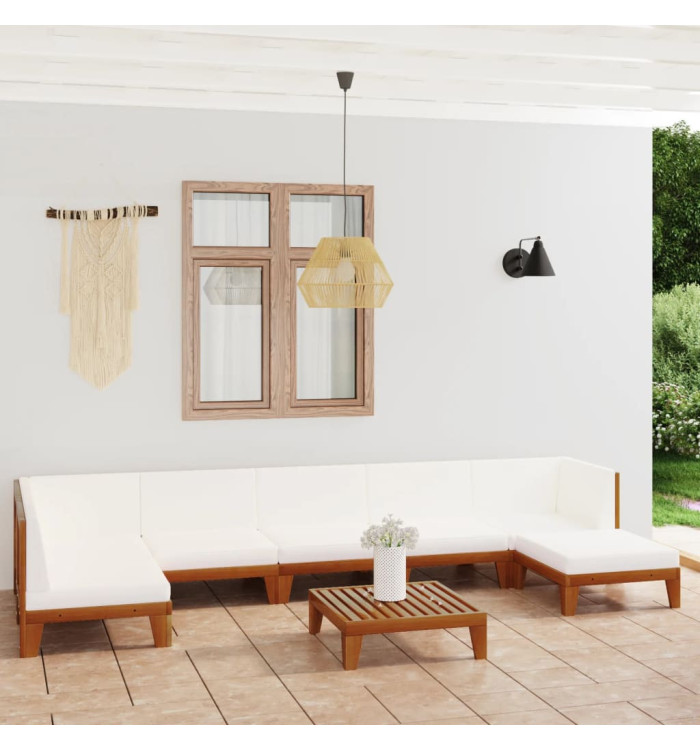 Salon de jardin 8 pcs avec coussins Bois d'acacia solide | Mobilier & Déco