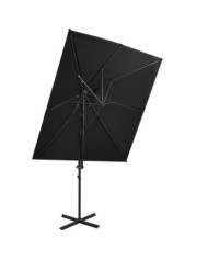 Parasol de jardin en porte-à-faux à double toit noir 250x250 cm | Mobilier & Déco