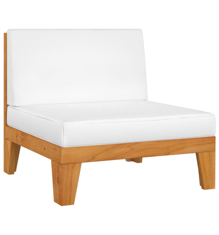 Canapé central sectionnel et coussins blanc crème Bois d'acacia | Mobilier & Déco