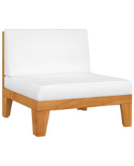 Canapé central sectionnel et coussins blanc crème Bois d'acacia | Mobilier & Déco