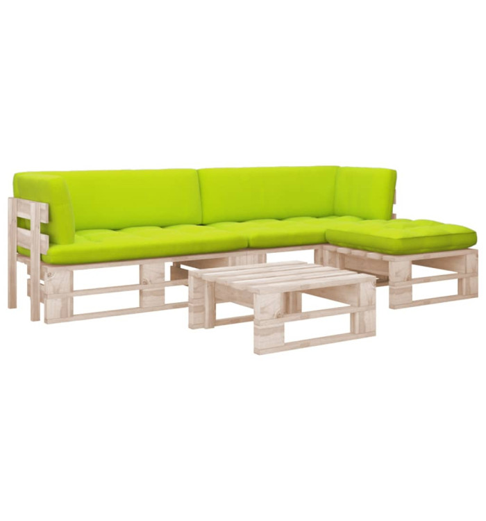 Salon de jardin palette 4pcs avec coussins Bois de pin imprégné | Mobilier & Déco