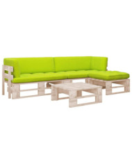 Salon de jardin palette 4pcs avec coussins Bois de pin imprégné | Mobilier & Déco