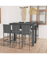 Ensemble de bar d'extérieur 7 pcs coussins anthracite Rotin | Mobilier & Déco