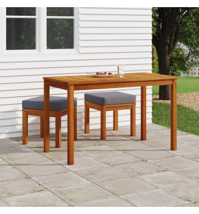 Ensemble à manger de jardin 3 pcs et coussins Acacia solide | Mobilier & Déco