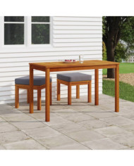 Ensemble à manger de jardin 3 pcs et coussins Acacia solide | Mobilier & Déco