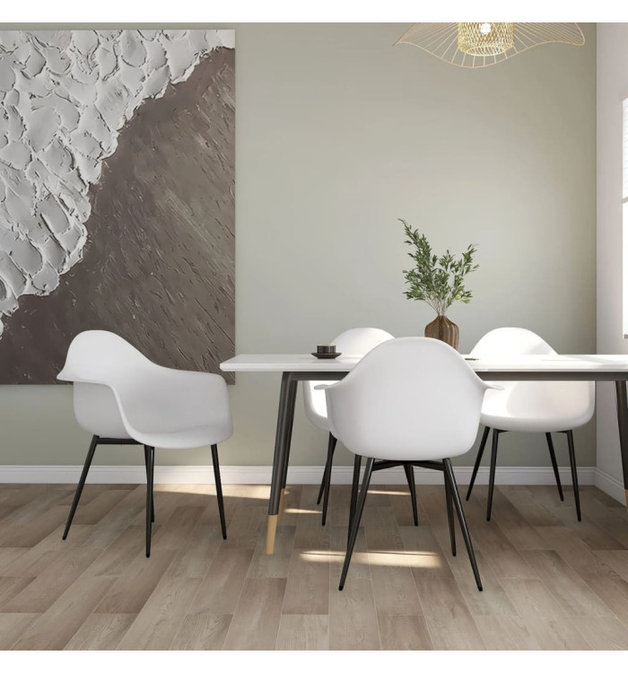 Chaises à manger lot de 4 blanc PP | Mobilier & Déco