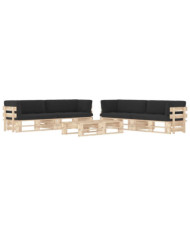 Salon de jardin palette 6pcs avec coussins Bois de pin imprégné | Mobilier & Déco