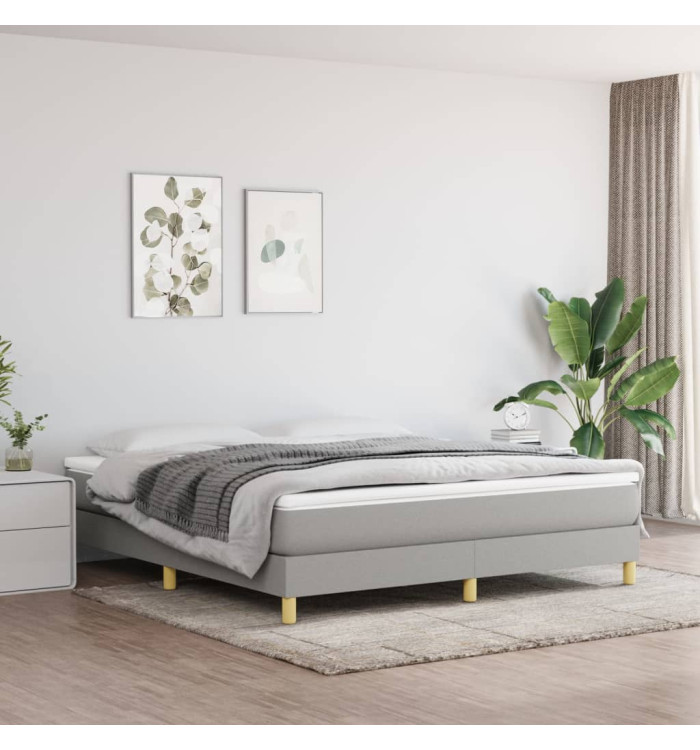 Cadre de lit sans matelas gris clair 160x200 cm tissu | Mobilier & Déco