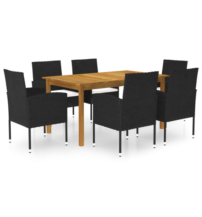 Ensemble à manger de jardin 7 pcs Noir | Mobilier & Déco