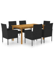Ensemble à manger de jardin 7 pcs Noir | Mobilier & Déco