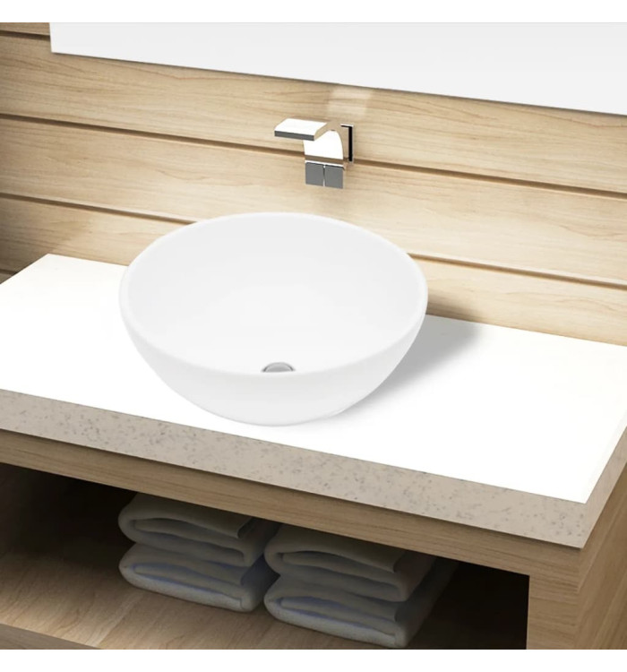 Lavabo de salle de bain Céramique Rond Blanc | Mobilier & Déco