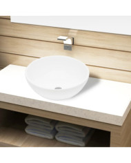Lavabo de salle de bain Céramique Rond Blanc | Mobilier & Déco