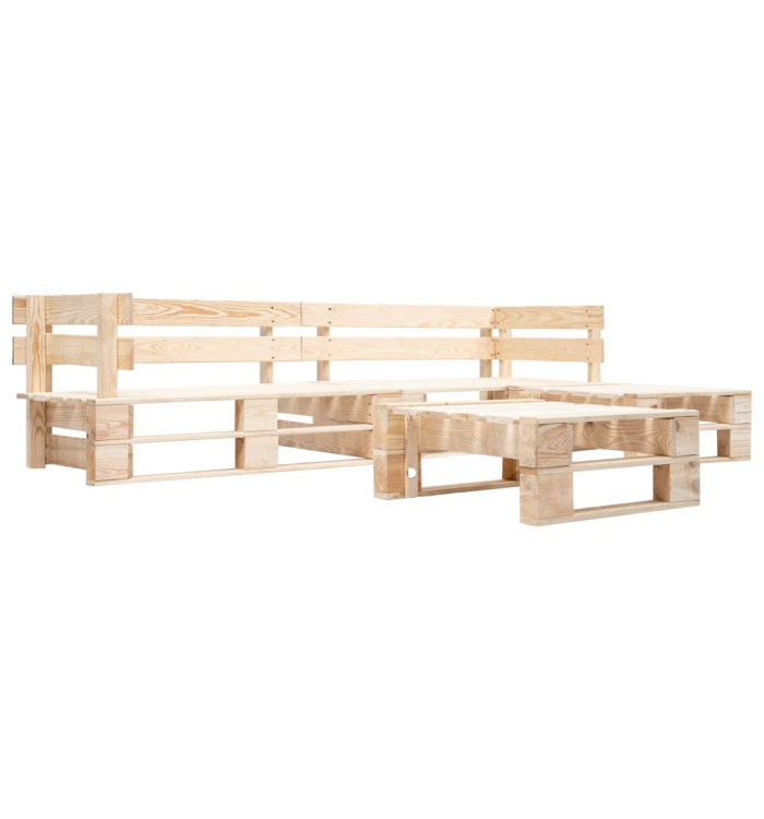 Canapés de jardin palette 4 pcs Naturel Bois | Mobilier & Déco