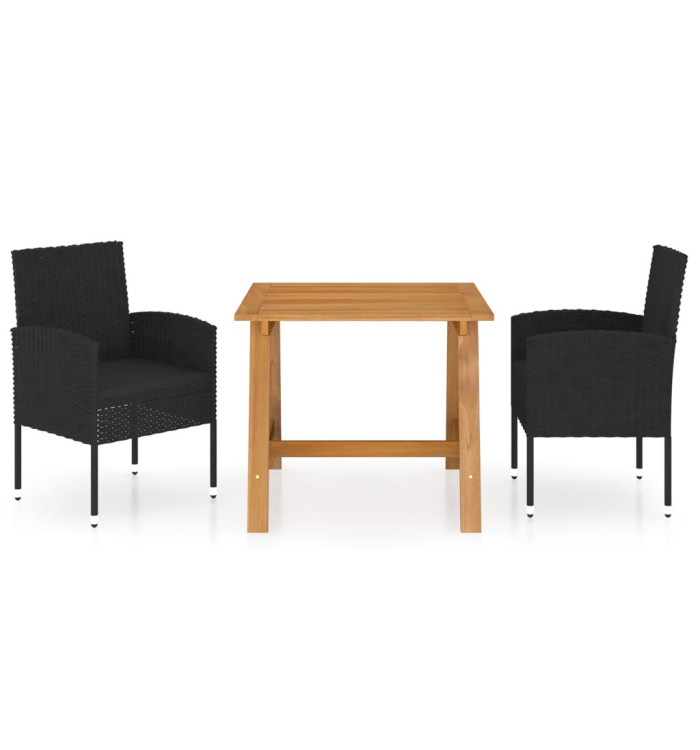 Ensemble à manger de jardin 3 pcs Noir | Mobilier & Déco