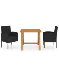 Ensemble à manger de jardin 3 pcs Noir | Mobilier & Déco