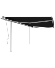 Auvent manuel rétractable avec poteaux 4x3,5 m Anthracite | Mobilier & Déco