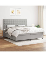 Sommier à lattes de lit avec matelas Gris clair 200x200cm Tissu | Mobilier & Déco