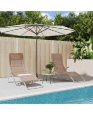 Chaises longues pliables lot de 2 taupe textilène et acier | Mobilier & Déco