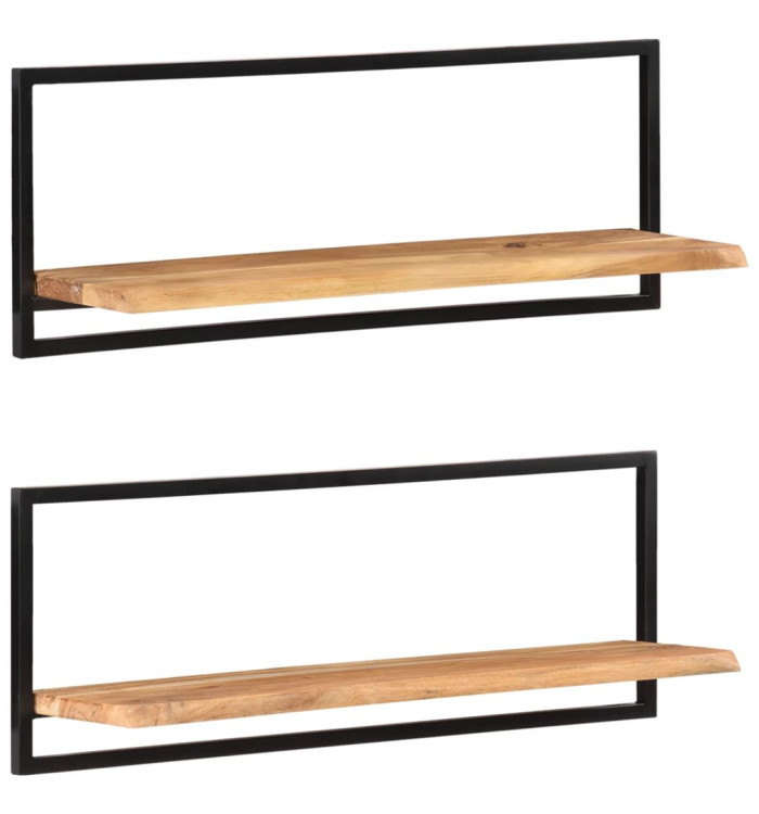 Étagères murales 2 pcs 100x24x35 cm Bois d'acacia et acier | Mobilier & Déco