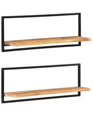 Étagères murales 2 pcs 100x24x35 cm Bois d'acacia et acier | Mobilier & Déco