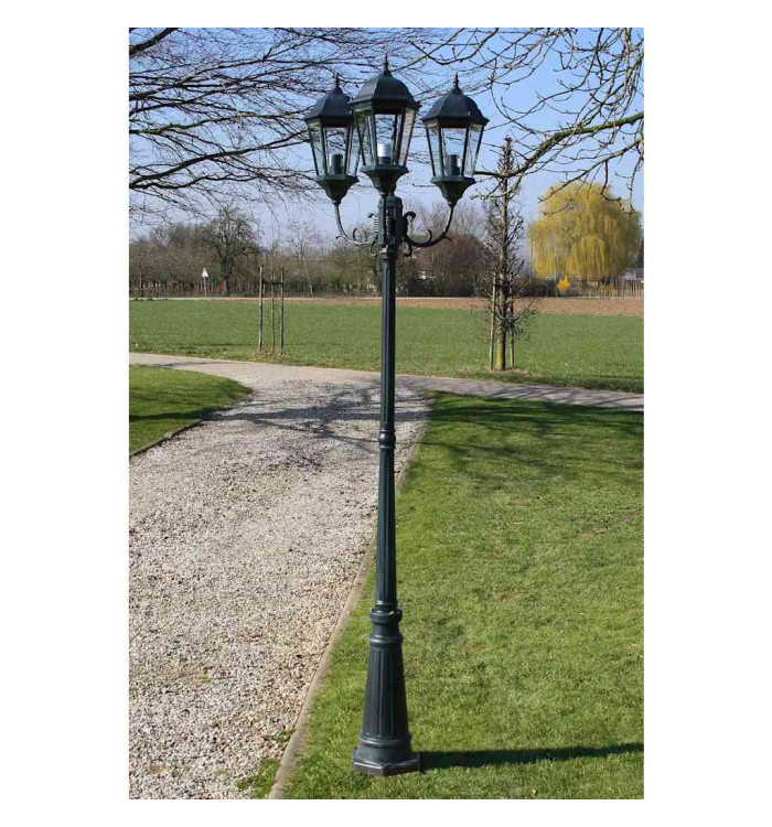 Lampadaire de jardin 3 bras 230 cm Vert foncé/Noir Aluminium | Mobilier & Déco