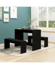 Ensemble à manger 3 pcs Noir Bois d'ingénierie | Mobilier & Déco