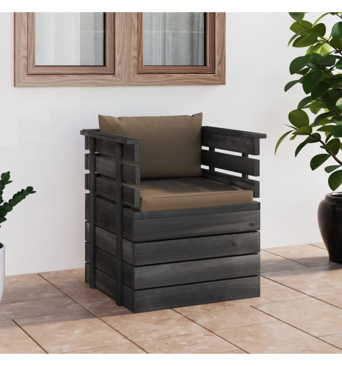 Fauteuil de jardin avec coussins Bois de pin | Mobilier & Déco