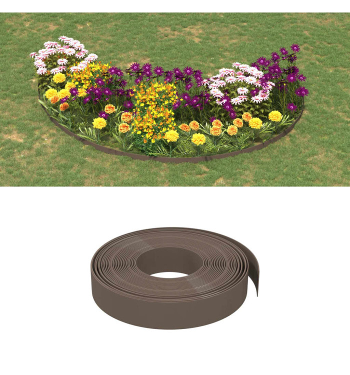 Bordures de jardin 2 pcs marron 10 m 10 cm polyéthylène | Mobilier & Déco