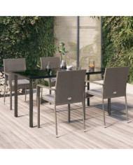 Ensemble à manger de jardin coussins 5 pcs noir et gris | Mobilier & Déco