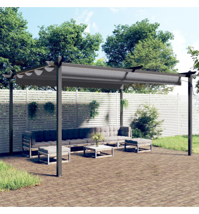 Tonnelle de jardin avec toit rétractable 4x3 m Anthracite | Mobilier & Déco