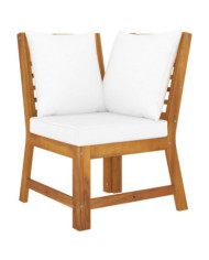 Canapé d'angle sectionnel et coussin crème Bois d'acacia massif | Mobilier & Déco